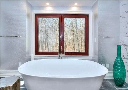 Newly installed windows in bathroom